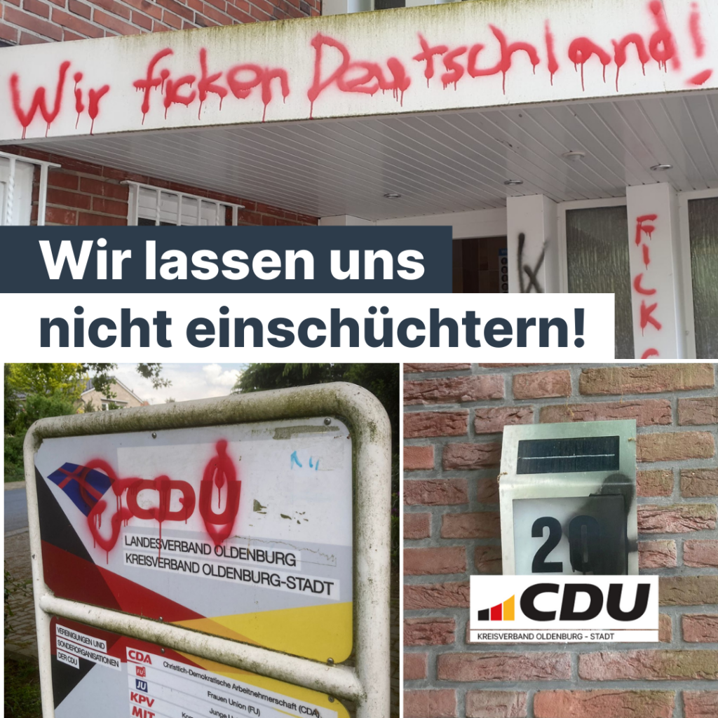 CDU Geschäftsstelle Ziel von Farbanschlag während des Bundesparteitags in Berlin